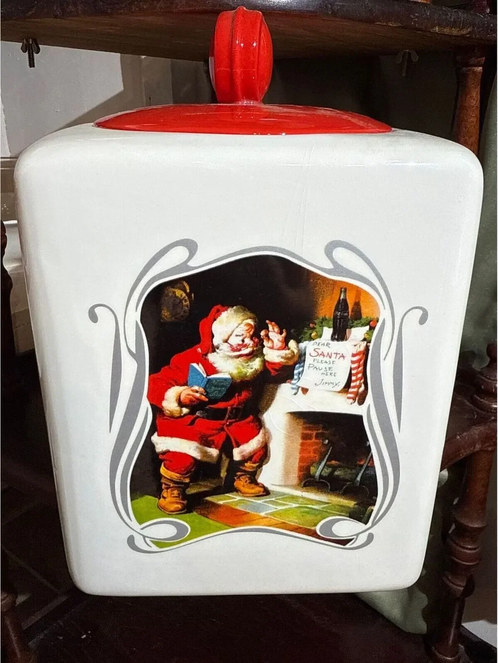 C7. Vintage Coca Cola 75th Anniversary Snack/ Cookie Jar w Orig Box by Gibson